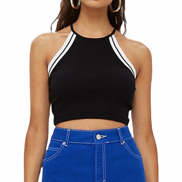 Topshop Tipping Halter Crop Top